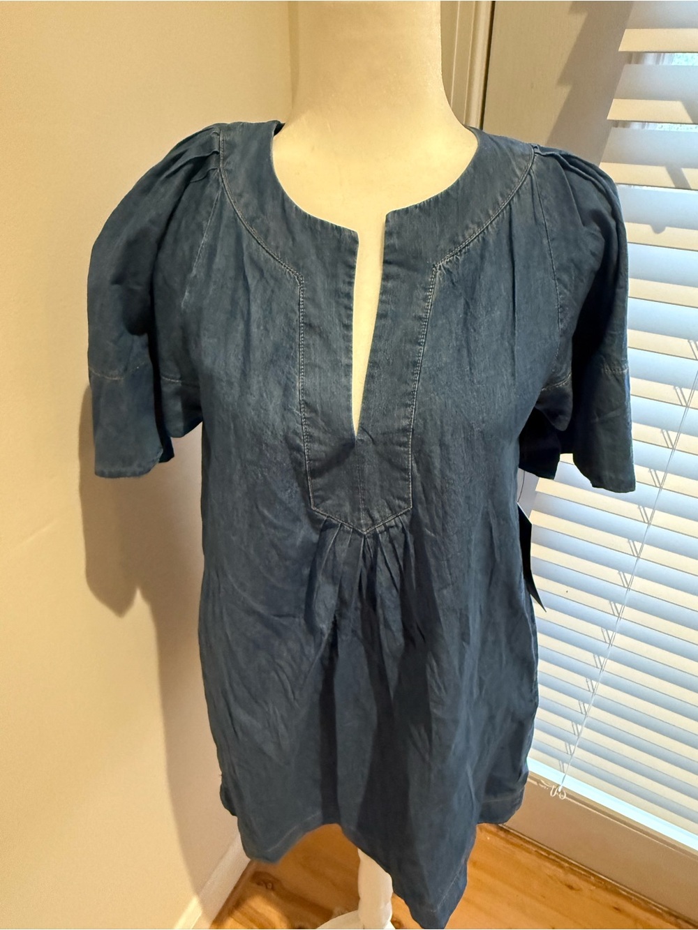 Pomander Place Indigo Blue Tunic with Notch V-Neck